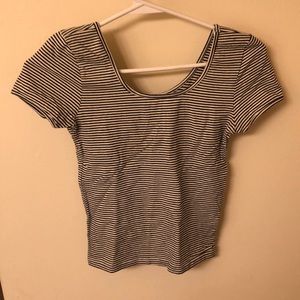 Black and White Striped Crop Top